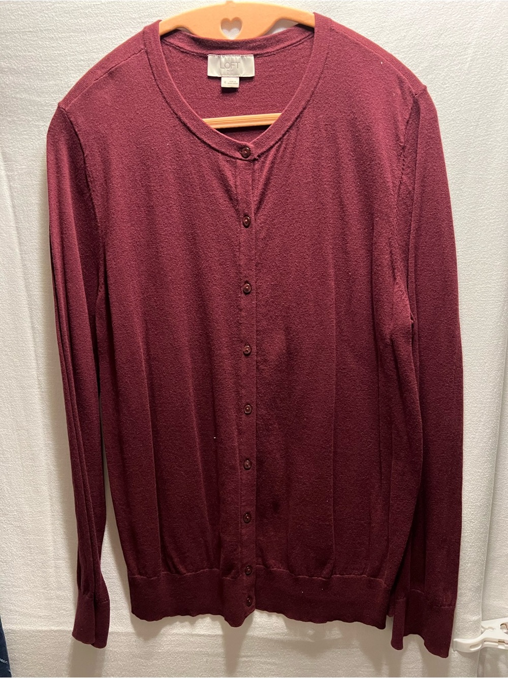 LOFT Maroon Button-Front Sweater